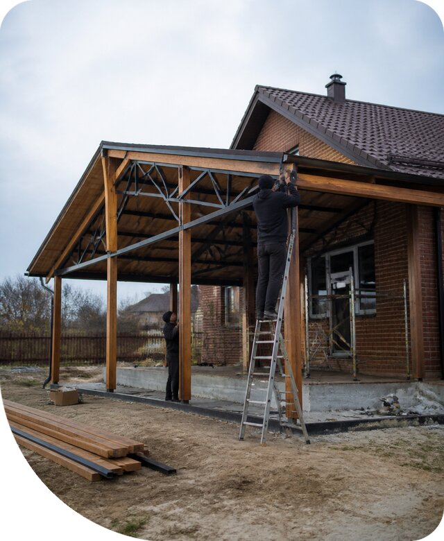 Пристройка навеса к дому и участку в Березниках под ключ